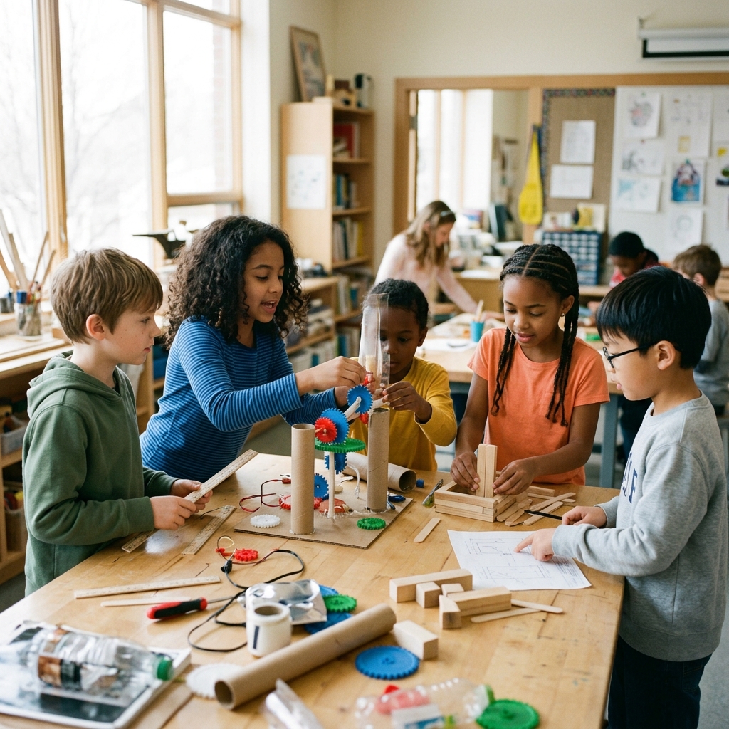 Children doing hands-on learning activities